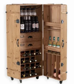 Armoire-bar sapin massif WELLWOOD