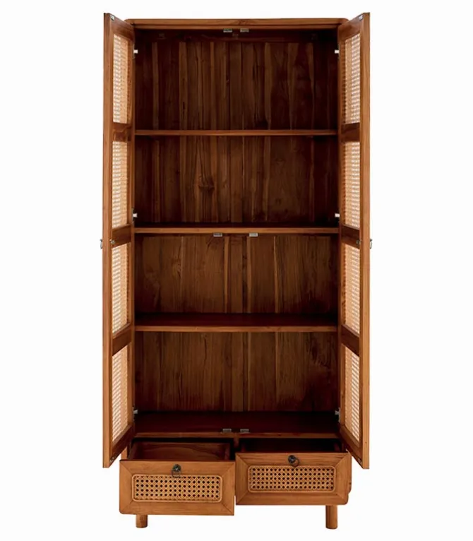 Armoire teck massif CARAWA 2 portes 2 tiroirs