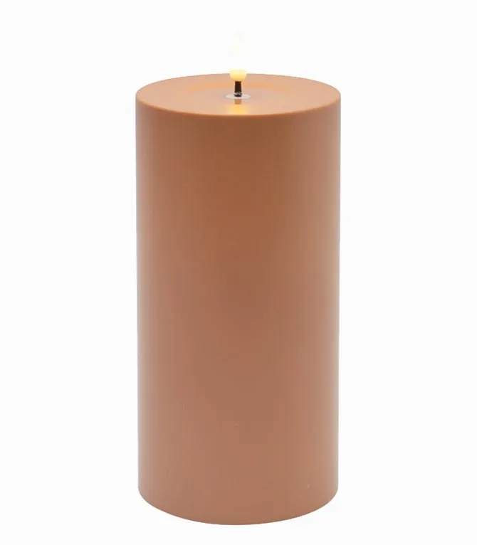 Bougie LED cylindrique plastique terracotta H 20 cm