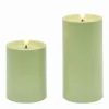 Bougie LED cylindrique plastique vert / Set de 2