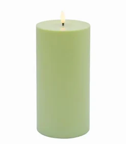 Bougie LED cylindrique plastique vert H 20 cm