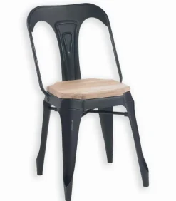 Chaise métal assise bois MACKAY