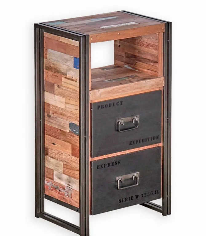 Chiffonnier bois de bateau & métal SAMBA