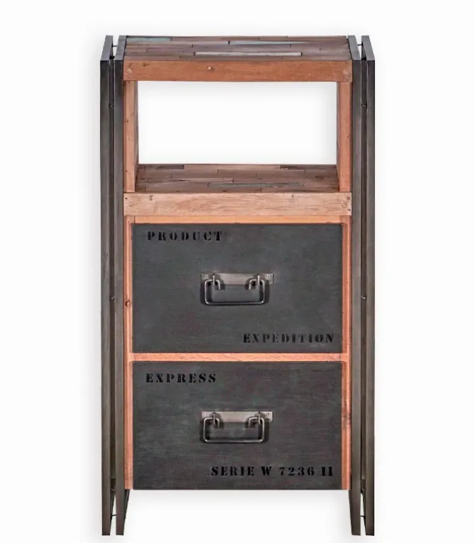 Chiffonnier bois de bateau & métal SAMBA