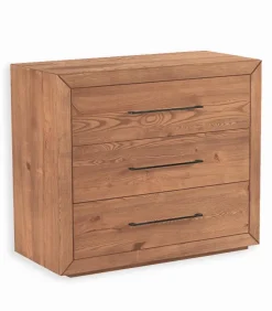 Commode pin massif brossé 3 tiroirs HJALMER