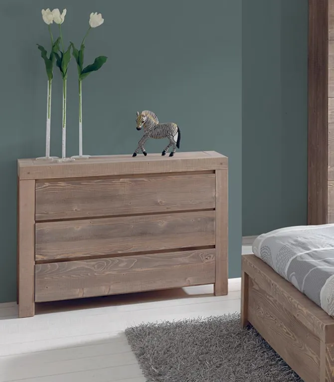 Commode pin massif 3 tiroirs SANDERS
