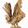 Coq en teck sur socle