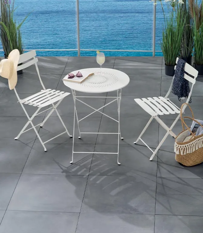 Ensemble pliant table jardin ronde + 2 chaises de jardin HOLI