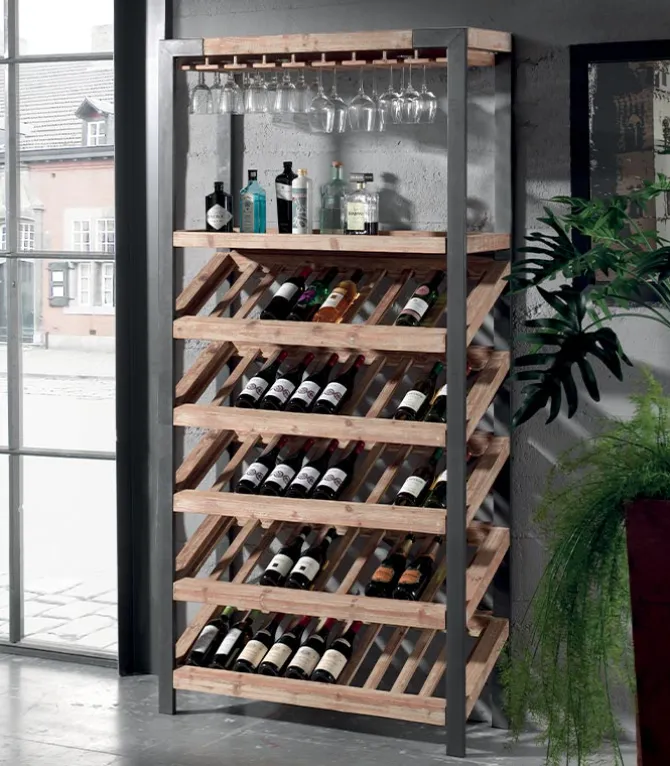 Etagère range-bouteilles VINO en bois et métal