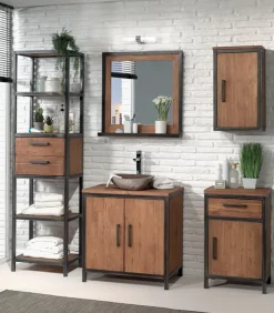Etagère teck recyclé et fer vieilli BROWTON