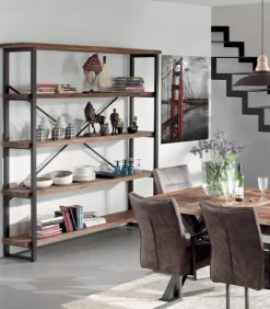 Etagère vieux pin recyclé et métal ATELIER