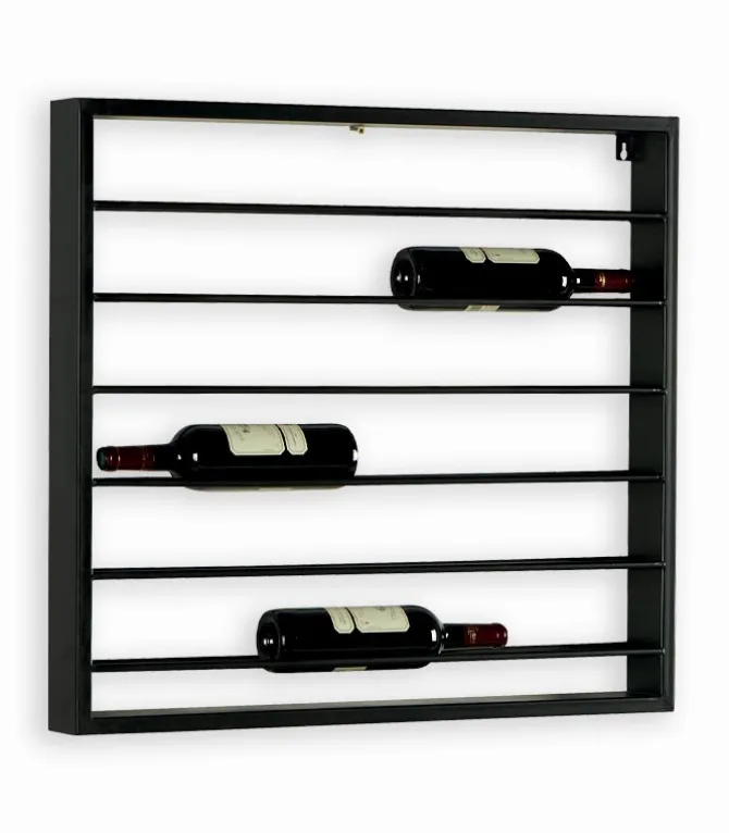 Etagère à vin murale en métal noir
