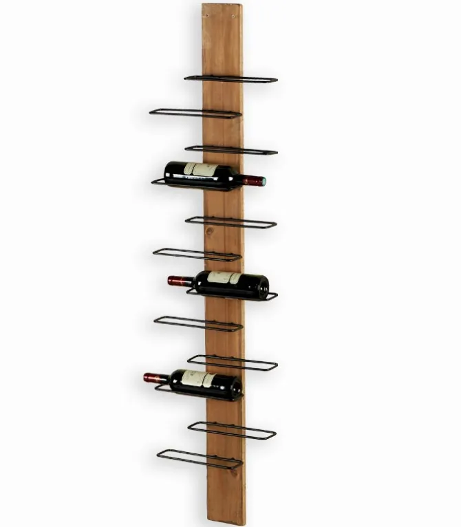 Etagère à vin murale en sapin et métal