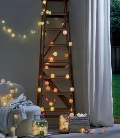 Guirlande lumineuse boules vertes roses