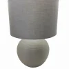 Lampe céramique abat-jour tissu gris