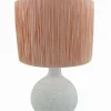 Lampe céramique blanche abat-jour papier tressé