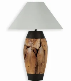 Lampe exotique teck et métal MULIA