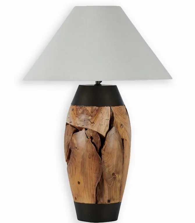Lampe exotique teck et métal MULIA