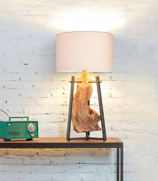 Lampe exotique teck WARA