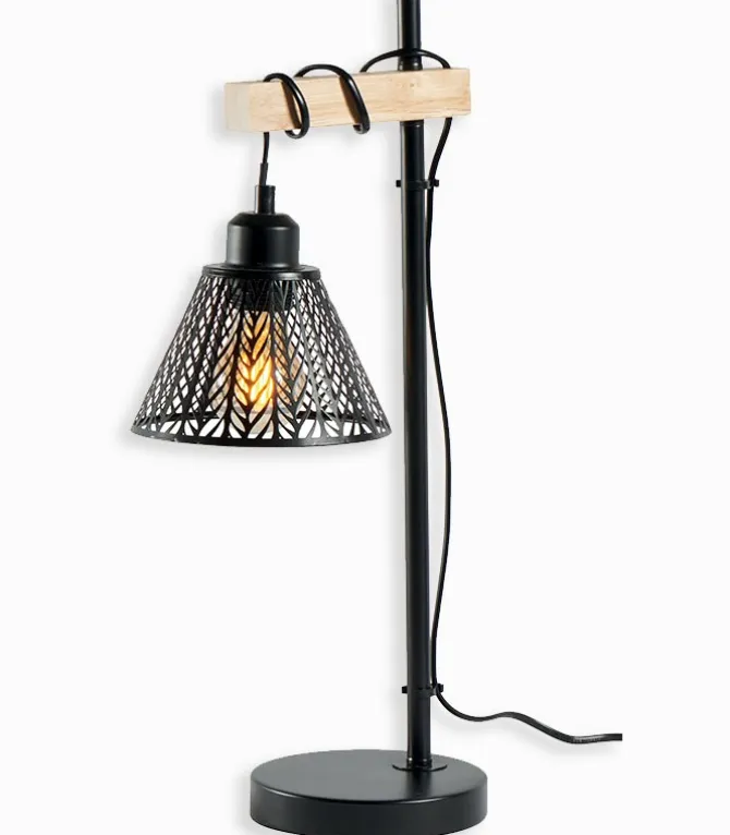 Lampe métal noir conique