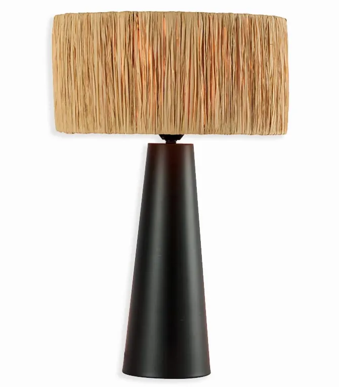 Lampe naturelle céramique et raphia SANTI