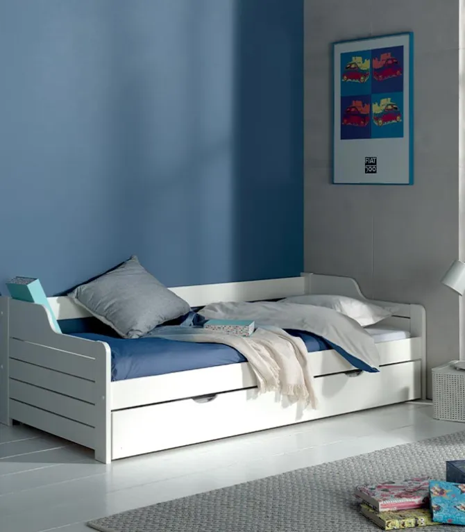 Lit pin massif blanc 90×190 COSY VICKY
