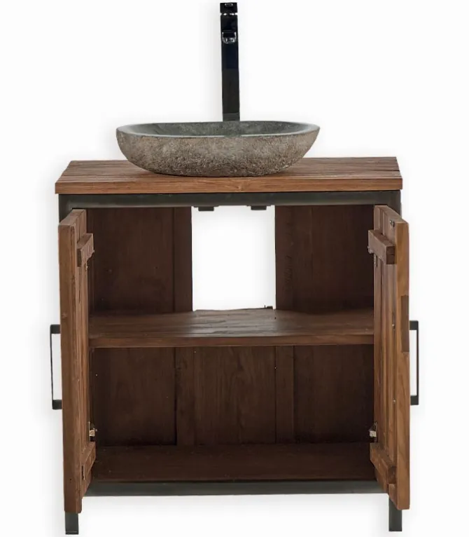 Meuble teck avec vasque pierre BROWTON