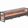 Meuble TV bois de bateau et métal L 208 cm SAMBA