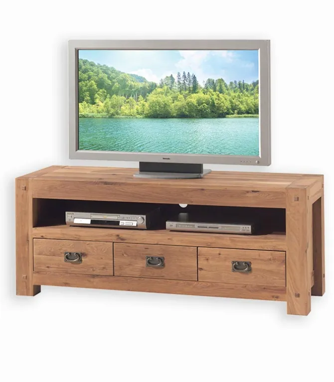 Meuble TV chêne huilé 3 tiroirs NORWAY