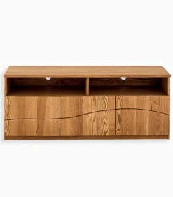 Meuble TV frêne massif 3 portes WAVE
