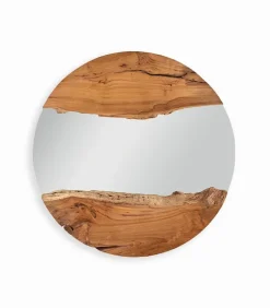 Miroir rond teck recyclé VERA