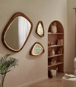 Miroir teck recyclé ELIAS avec LED