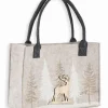 Sac feutrine beige sapins blancs