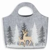 Sac feutrine grise sapins et cerfs