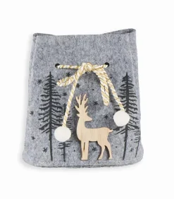 Sac feutrine grise sapins et flocons