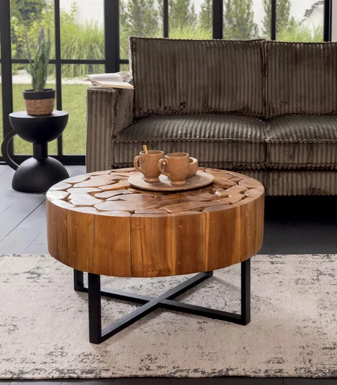 Table basse ronde teck Ø 80 cm ANGARA