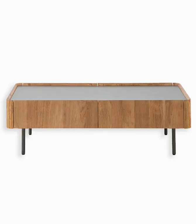 Table basse teck recyclé NEVADA 2 tiroirs