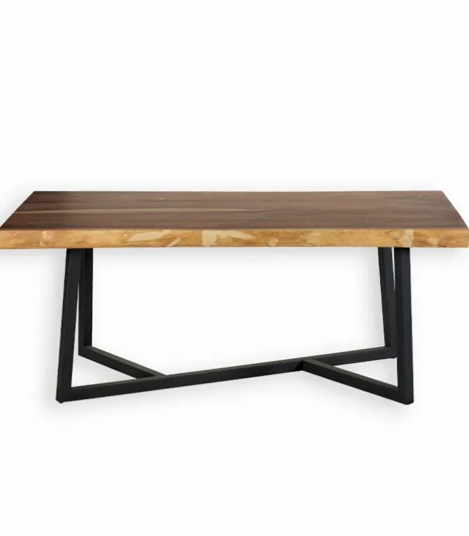 Table bois de suar pieds métal KUMA