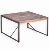 Table carrée bois de bateau et métal SAMBA