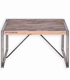 Table carrée bois de bateau et métal SAMBA
