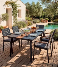 Table de jardin alu noir KEROS
