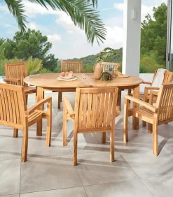 Table de jardin ovale avec allonge VARU