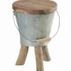 Tabouret teck & métal SEAU